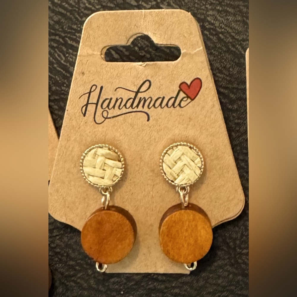 Handmade, earth tone color earrings, post back.